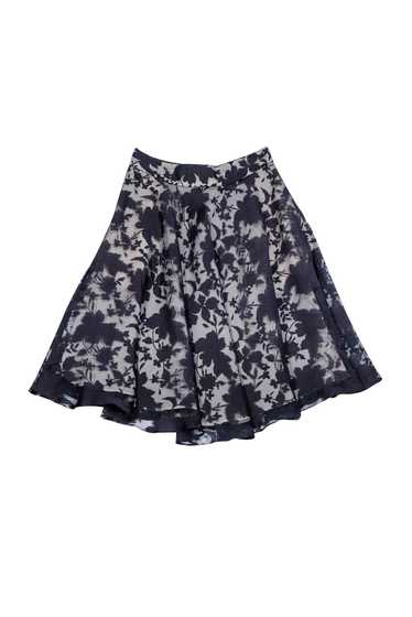 Reiss - Black & Nude Flared Floral Skirt Sz 4