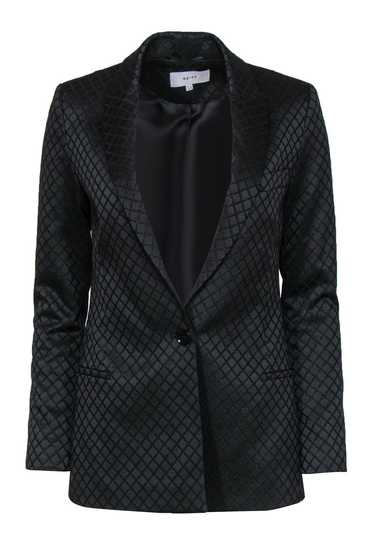 Reiss - Black Metallic Lattice Patterned Blazer Sz