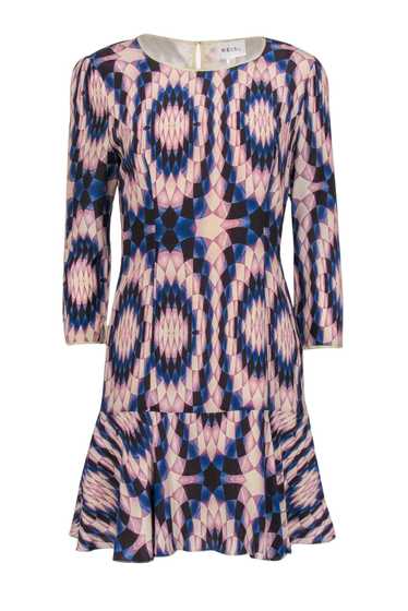 Reiss - Blue, Tan and Purple Geometric Silk Print 