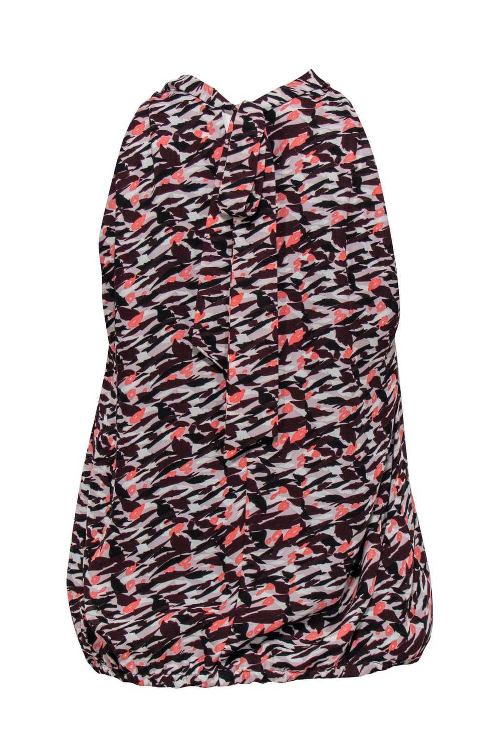 Reiss - Maroon & Pink Abstract Print Halter Top w… - image 3