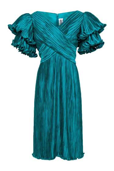 Richilene - Vintage Teal Pleated Tiered Sleeve Mid