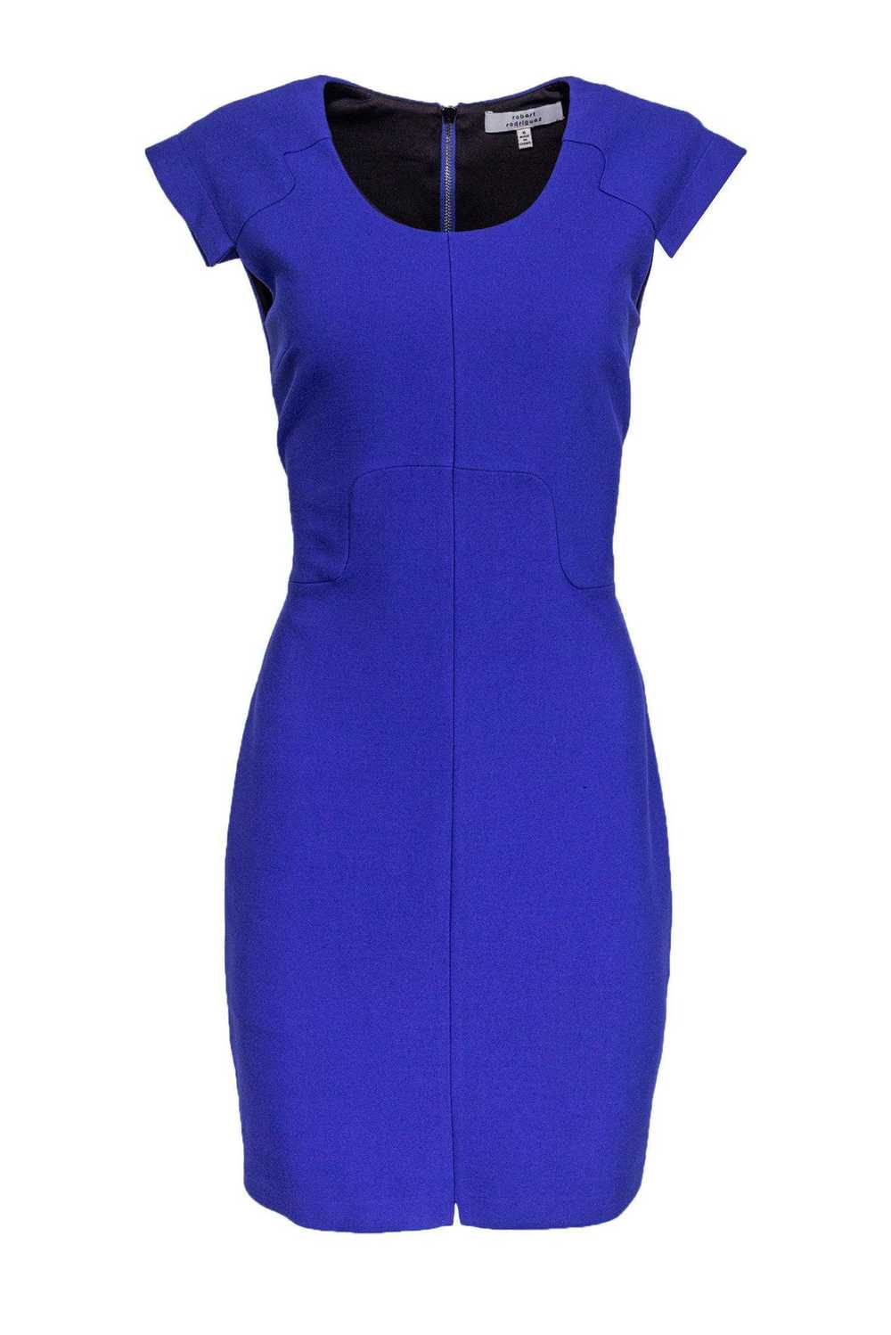 Robert Rodriguez - Blue Cap Sleeve Sheath Dress S… - image 1