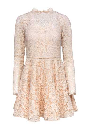 Saylor - Beige Metallic Floral Lace Fit & Flare Dr