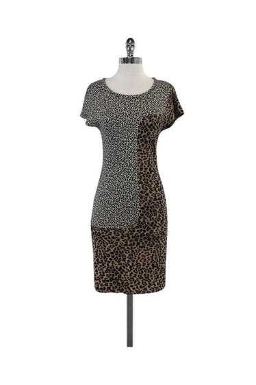 Sea NY - Tan Black & White Leopard Print Dress Sz 