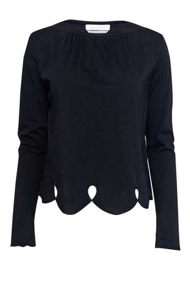 See by Chloe - Black Boat Neck Top w/ Eyelet Hem S