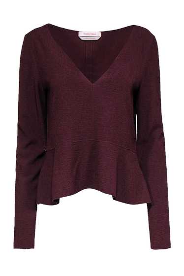 See by Chloe - Burgundy Textured Relaxed Peplum Bl