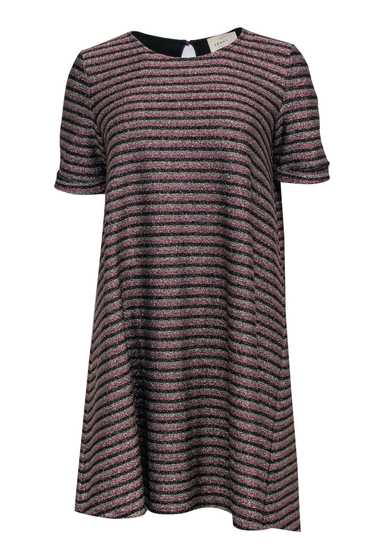 Sezane - Gold, Black & Pink Sparkly Striped Shift 