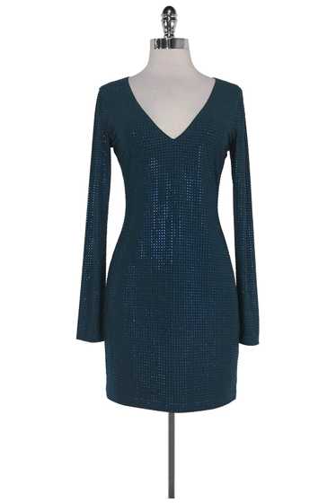 Sheri Bodell - Teal Beaded Long Sleeve Dress Sz S - image 1