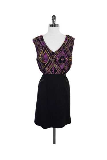 Shoshanna - Black & Multicolor Silk Sleeveless Dre