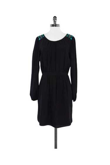 Shoshanna - Black Silk Beaded Long Sleeve Dress S… - image 1