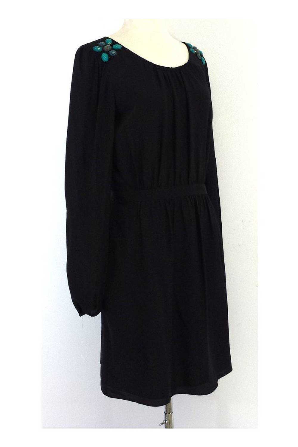 Shoshanna - Black Silk Beaded Long Sleeve Dress S… - image 2