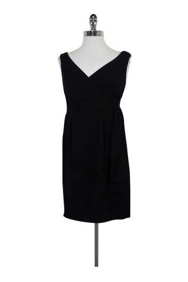 Shoshanna - Black V-Neck Dress w/ Side Pleated De… - image 1