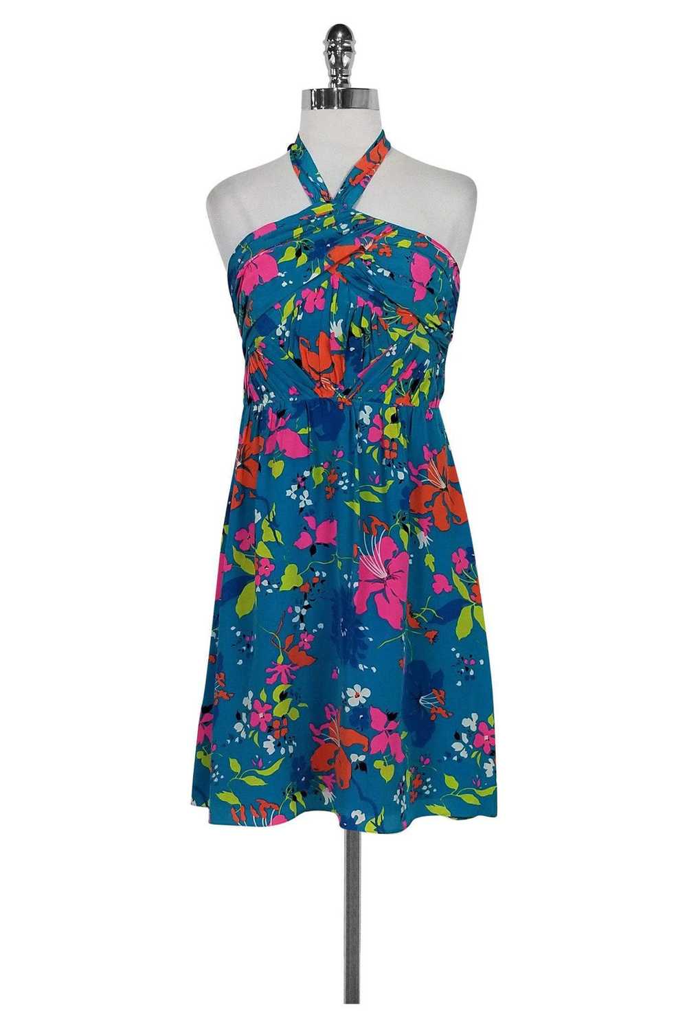 Shoshanna - Blue Floral Print Dress Sz 6 - image 1