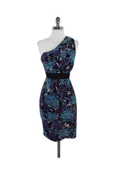 Shoshanna - Blue, Purple & Black Floral Print Dres