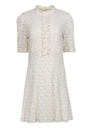 Shoshanna - Cream Lace Cropped Sleeve Dress w/ Ru… - image 1