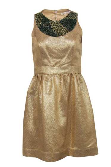 Shoshanna - Gold Brocade Dress w/ Green & Golden S