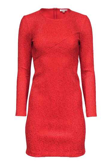 Shoshanna - Red Metallic Ribbed Bodycon Dress Sz 6