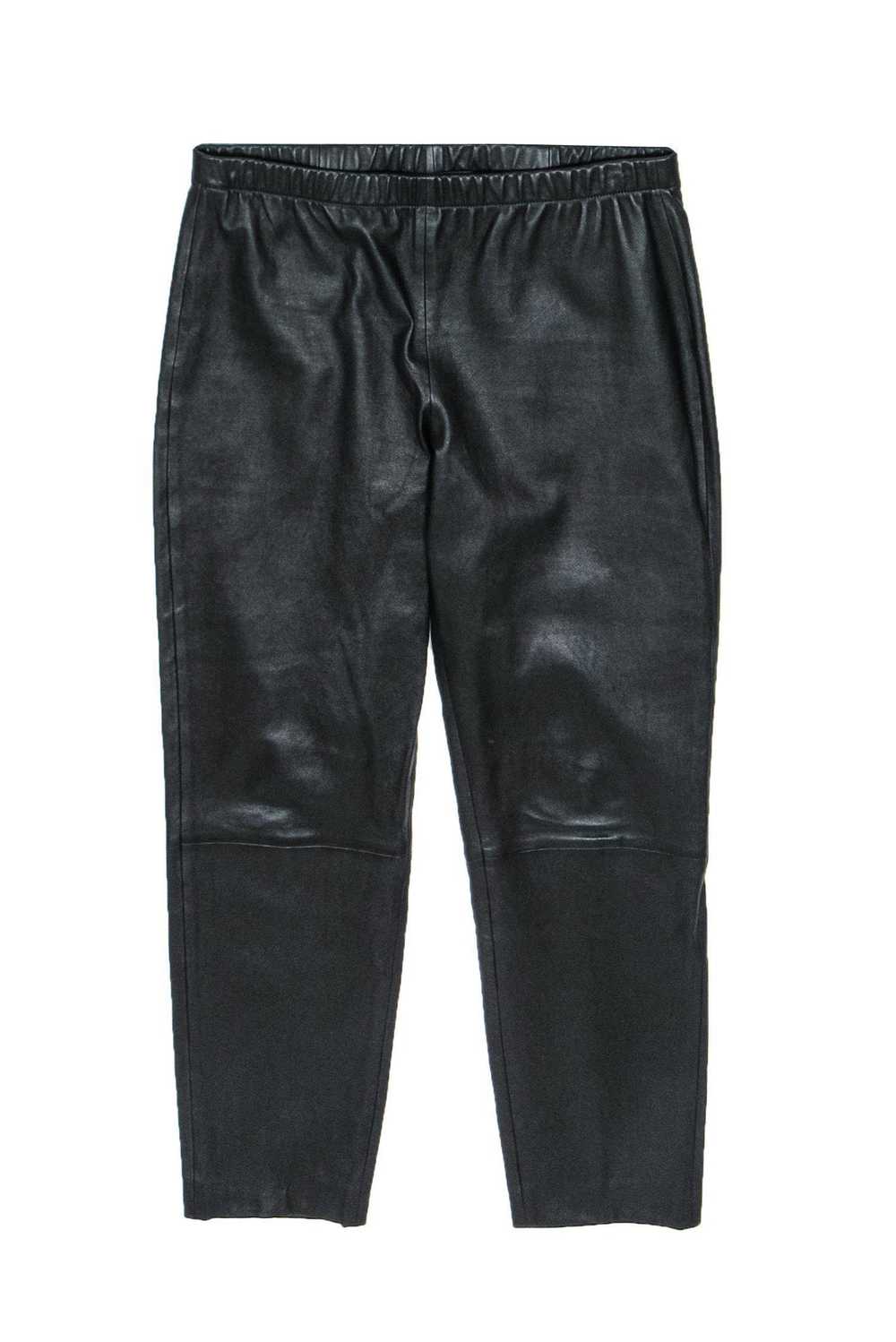 St. John - Black Leather Tapered Pants Sz 6 - image 1