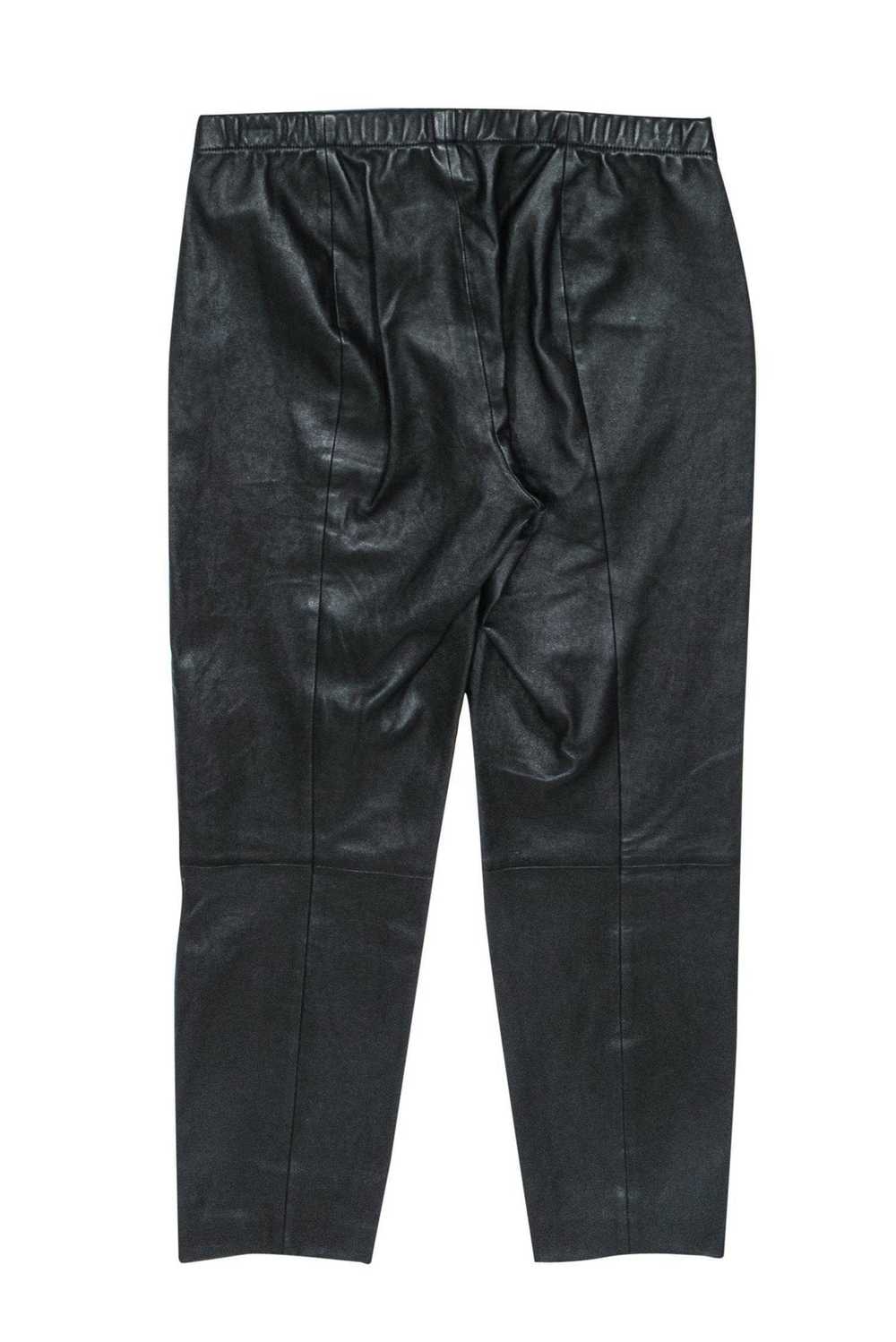 St. John - Black Leather Tapered Pants Sz 6 - image 2