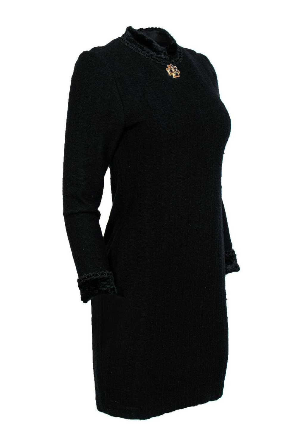 St. John - Black Vintage Wool Mock Neck Dress w/ … - image 2