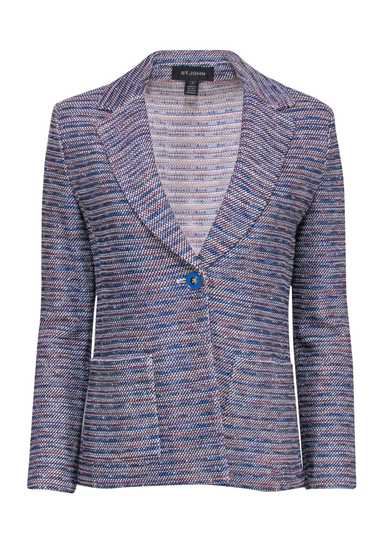 St. John - Blue & Pink Marbled Textured Knit Sing… - image 1