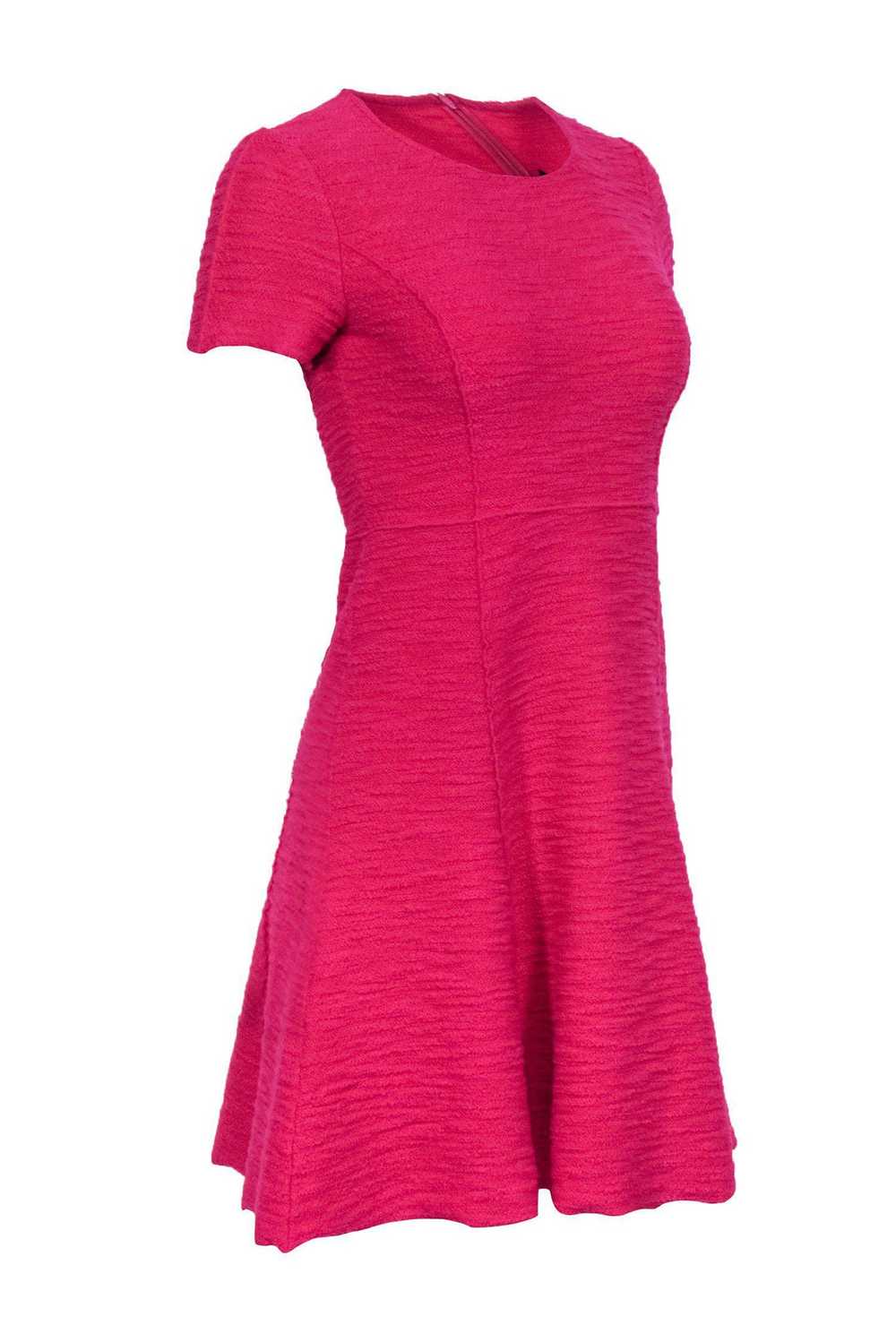 St. John - Hot Pink Short Sleeved Flared Textured… - image 2
