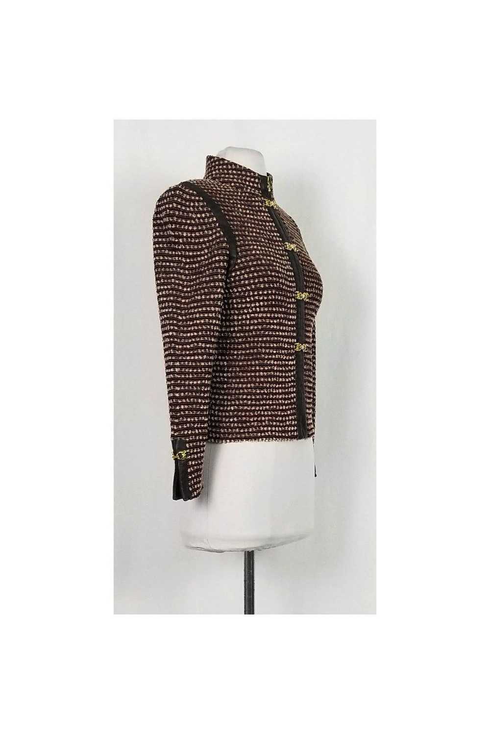 St. John - Red, Brown & White Knit Jacket Sz 2 - image 2