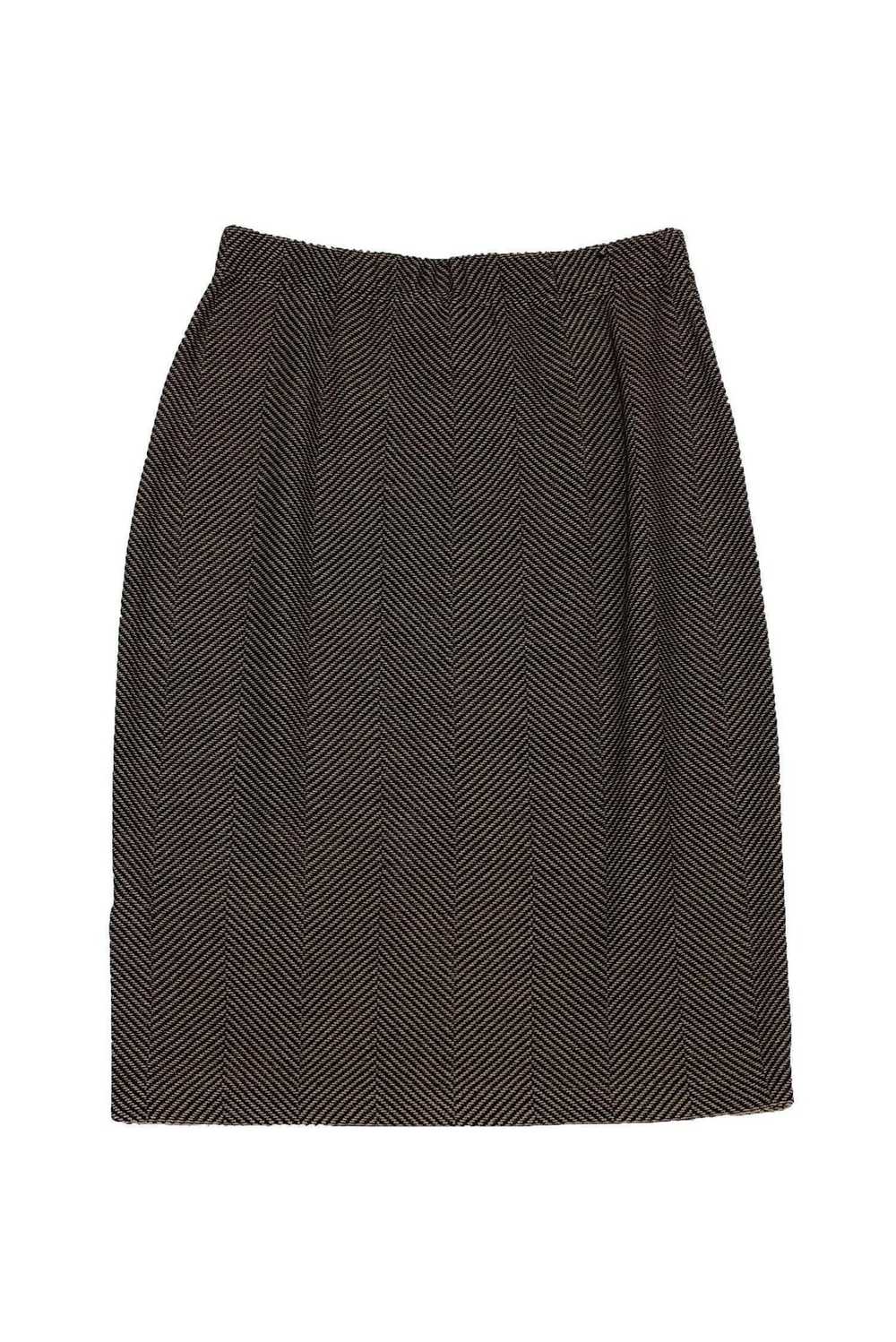 St. John - Tan & Black Chevron Skirt Sz 6 - image 1
