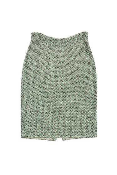 St. John Couture - Green & Tan Metallic Tweed Skir