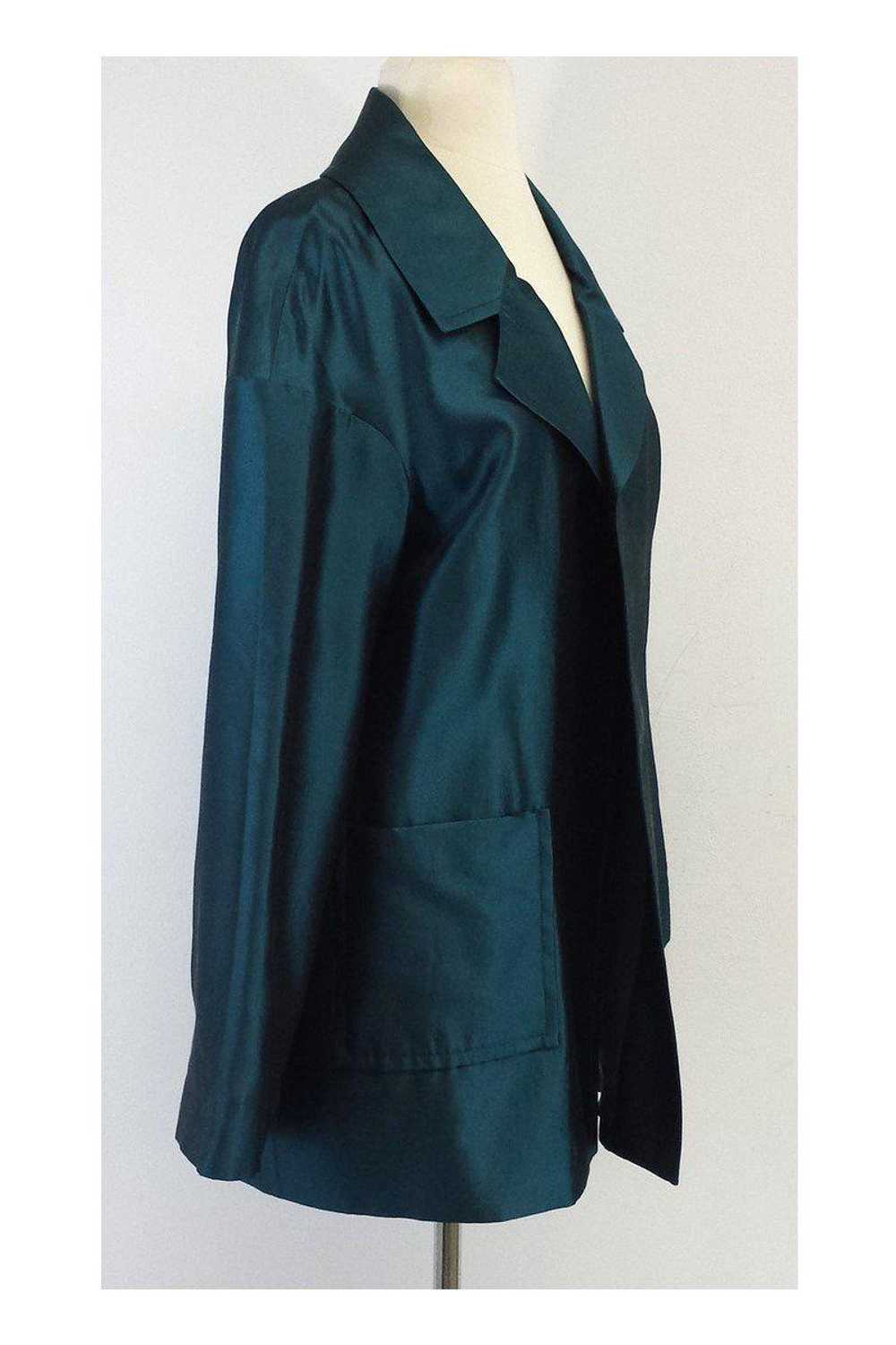 St. John Couture - Teal Silk & Wool Jacket Sz 12 - image 2