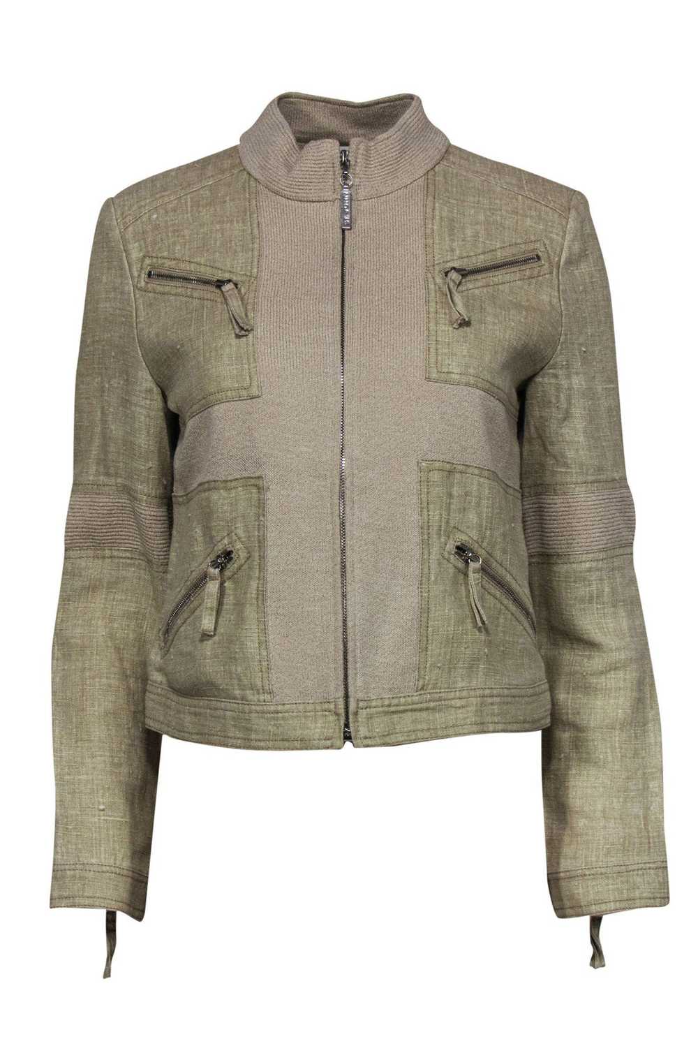 St. John Sport - Vintage Khaki Patchwork Zip-Up J… - image 1