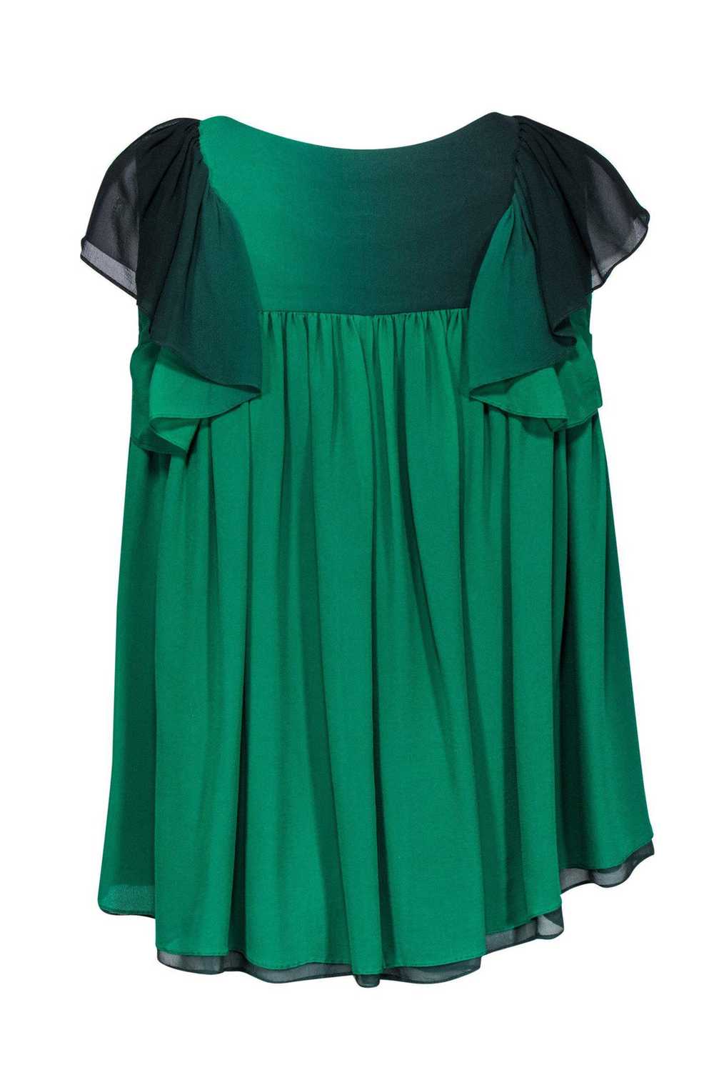 Stella McCartney - Green Silk Babydoll Blouse Sz 2 - image 3