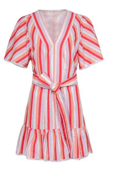 Stevie May - Orange, Red & Lavender Striped Cotton