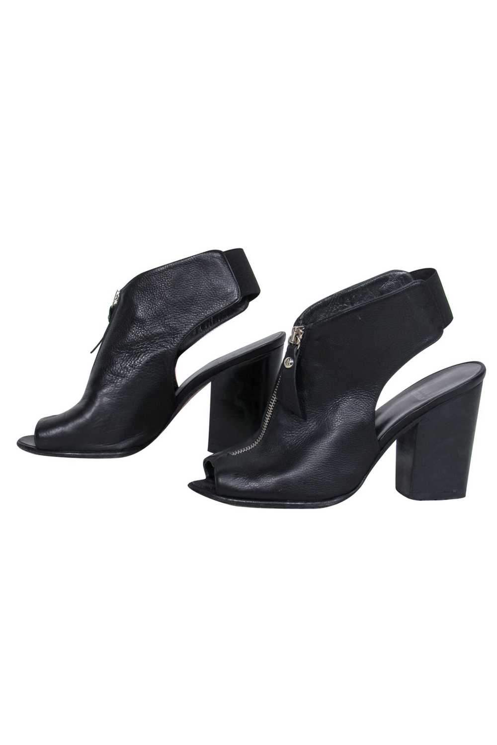 Stuart Weitzman - Black Smooth Leather Zippered O… - image 3