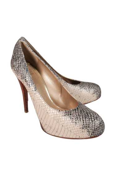 Stuart Weitzman - Gray & Tan Snakeskin Platform He