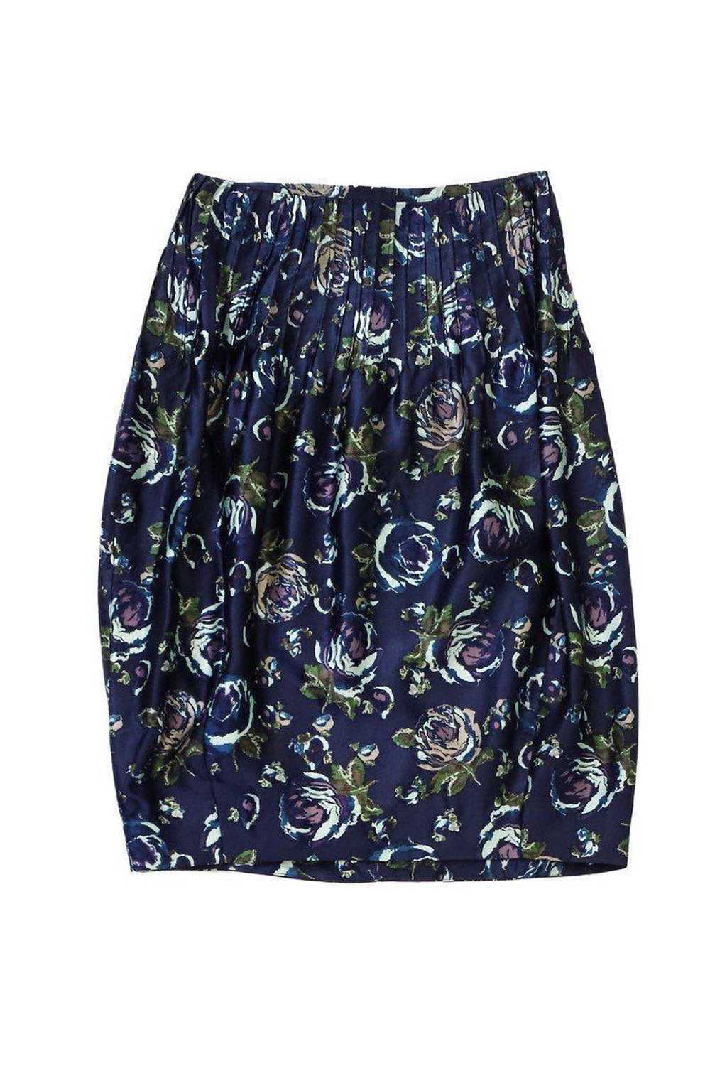Suno - Blue Floral Print Silk Skirt Sz XS - image 1
