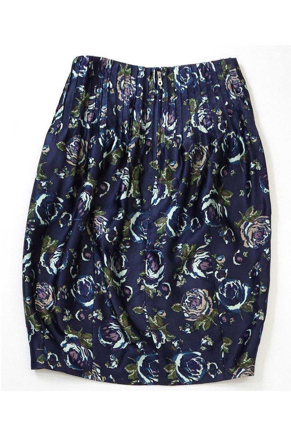 Suno - Blue Floral Print Silk Skirt Sz XS - image 2