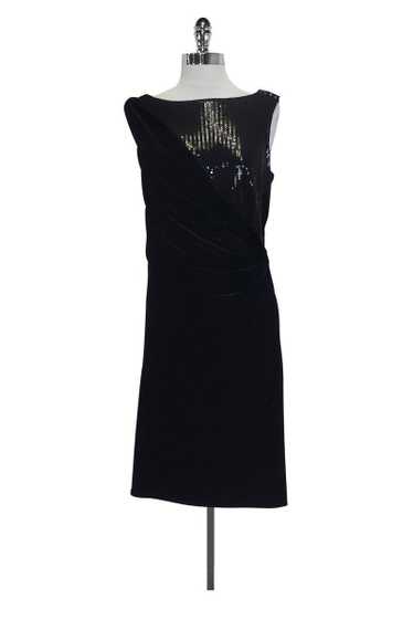 Tadashi Shoji - Black Velvet Sequin Dress Sz M
