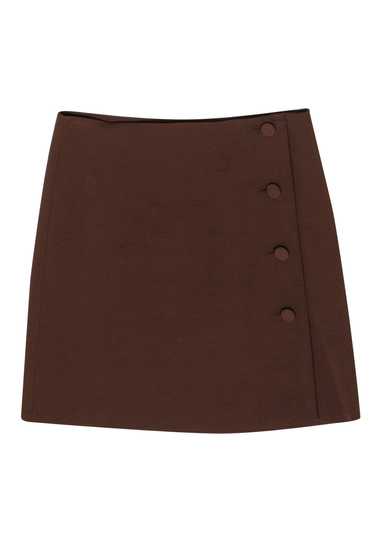 Tara Jarmon - Brown Wool Blend Mini Wrap Skirt Sz 