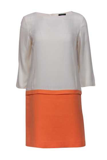 Tara Jarmon - Orange & White Drop-Waist Square Ne… - image 1