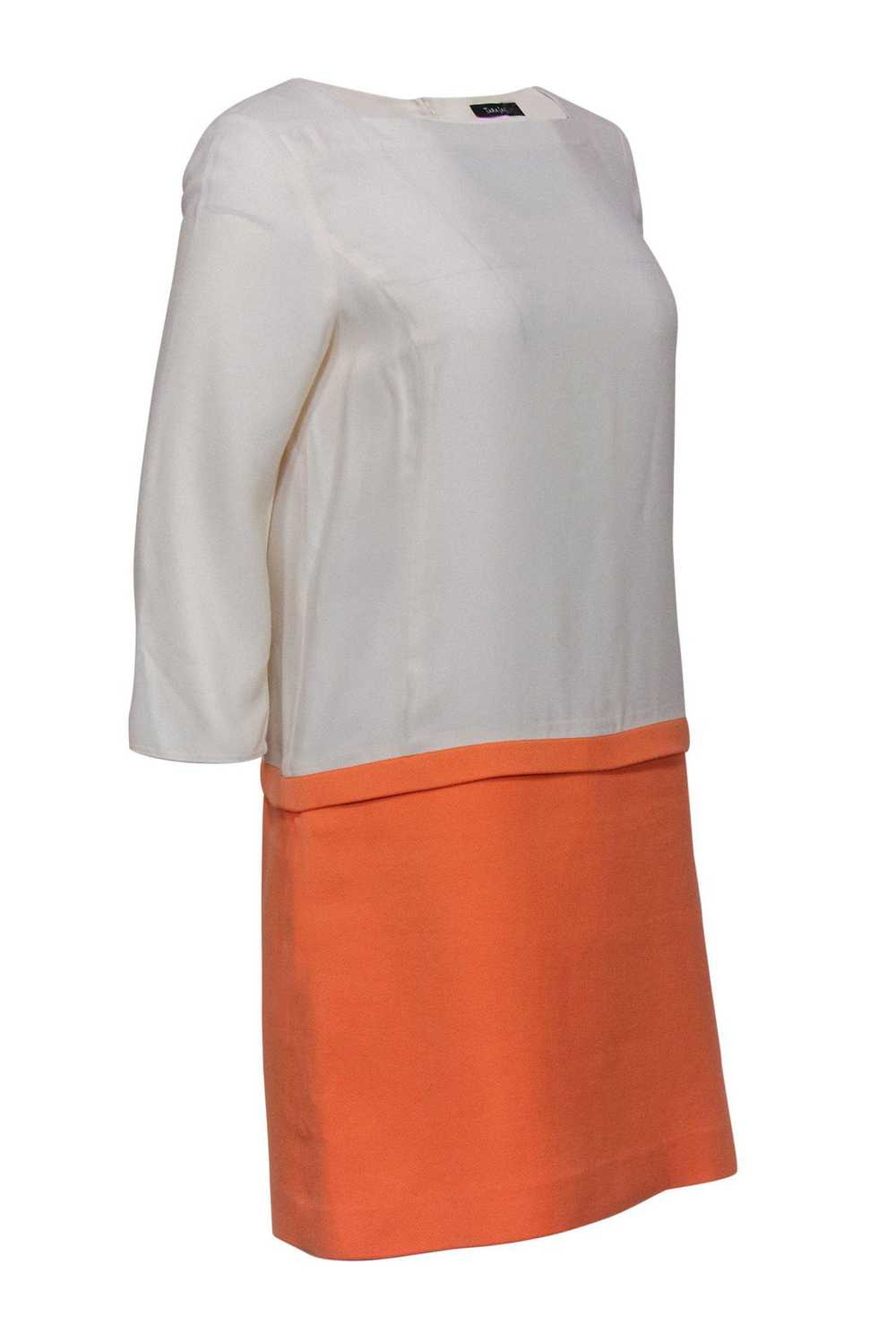 Tara Jarmon - Orange & White Drop-Waist Square Ne… - image 2