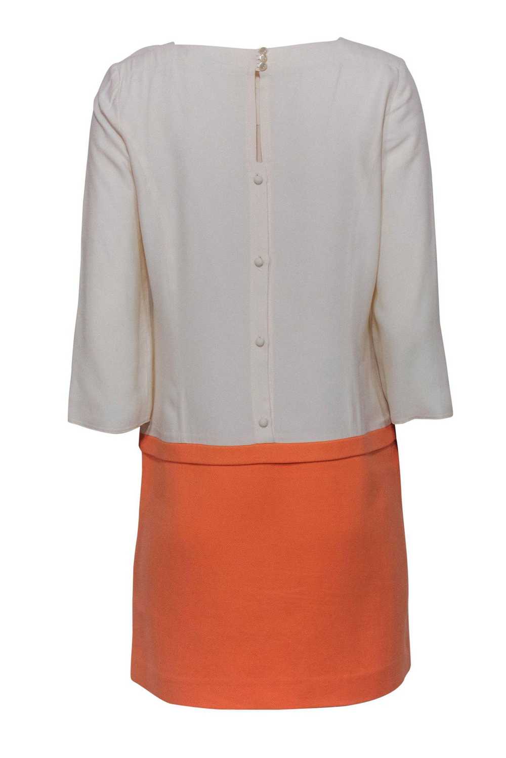 Tara Jarmon - Orange & White Drop-Waist Square Ne… - image 3