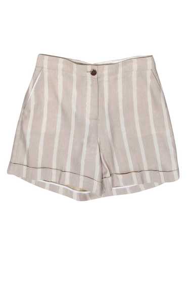 Ted Baker - Beige, White & Gold Striped High Wais… - image 1