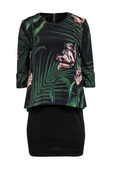 Ted Baker - Black Sheath Dress w/ Tropical Print T