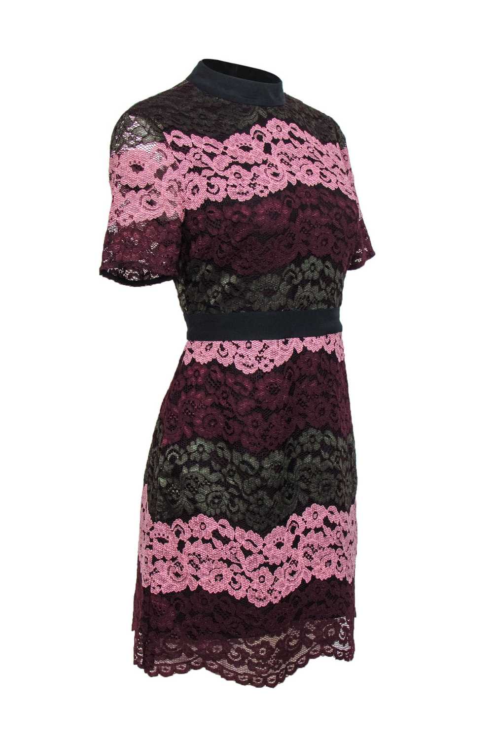 Ted Baker - Pink, Maroon & Green Lace Striped A-L… - image 2