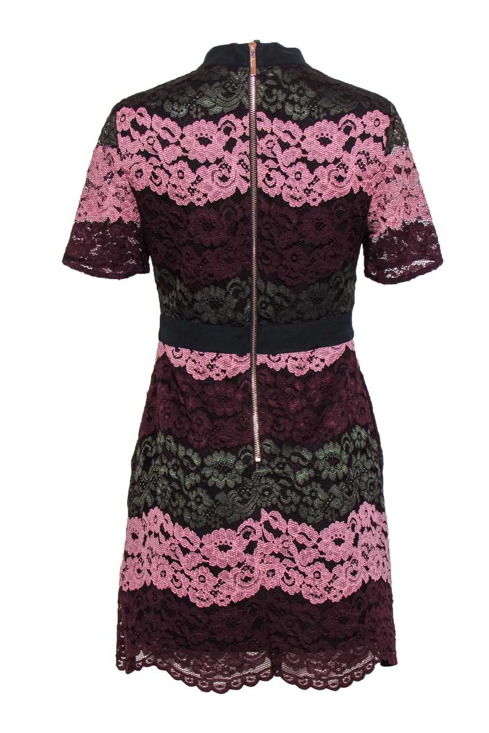 Ted Baker - Pink, Maroon & Green Lace Striped A-L… - image 3