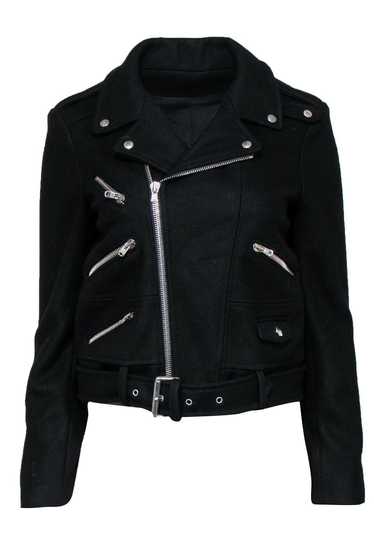 The Kooples - Black Zip-Up Moto Jacket Sz M