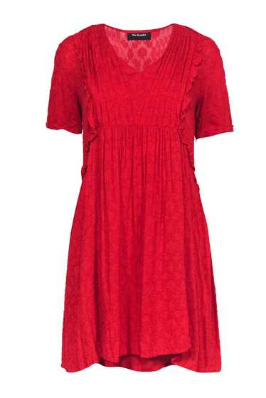 The Kooples - Red Textured Short Sleeve Shift Dres