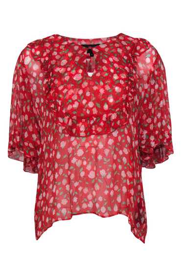 The Kooples - Red, Pink & Green Rose Print Sheer R