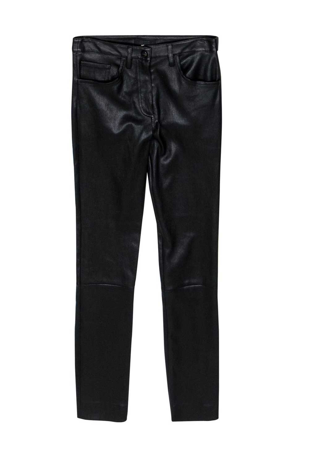 The Row - Black Shiny Leather Skinny Pants Sz 0 - image 1